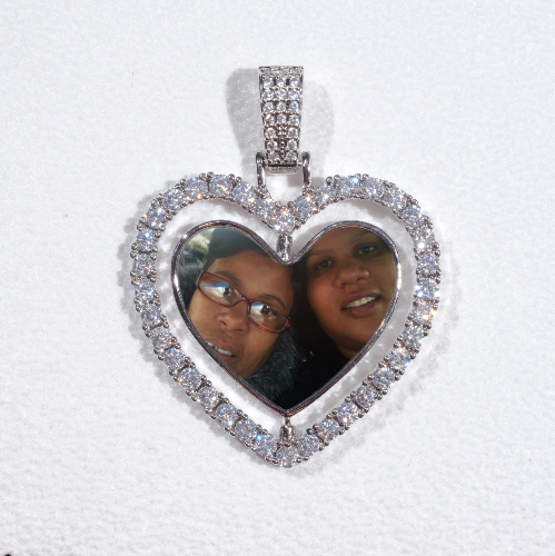 3D Spinning 2-Faced Heart Custom Picture Pendant