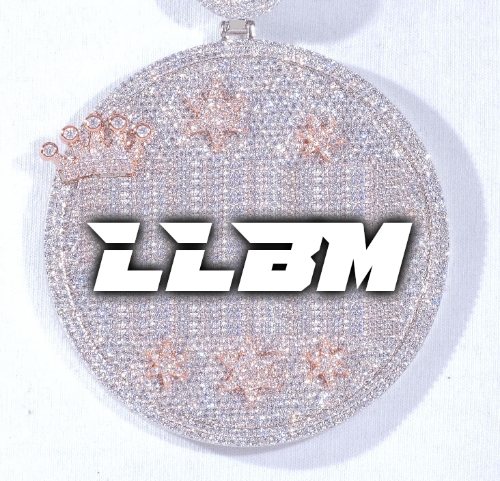 CUSTOM LETTER NECKLACE 3D BIG CROWN DISC