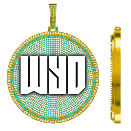 CUSTOM LETTER NECKLACE 3D BIG DISC