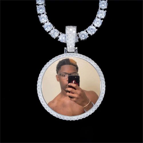 925S & VVS Moissanite 3D Circle Custom Picture Pendant