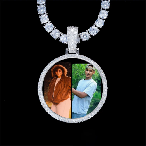 925S & VVS Moissanite 3D Circle Custom Picture Pendant
