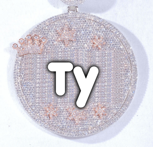CUSTOM LETTER NECKLACE 3D BIG CROWN DISC