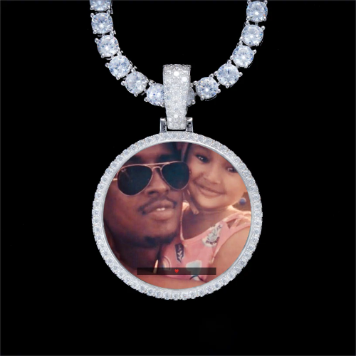 925S & VVS Moissanite 3D Circle Custom Picture Pendant