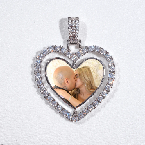 3D Spinning 2-Faced Heart Custom Picture Pendant