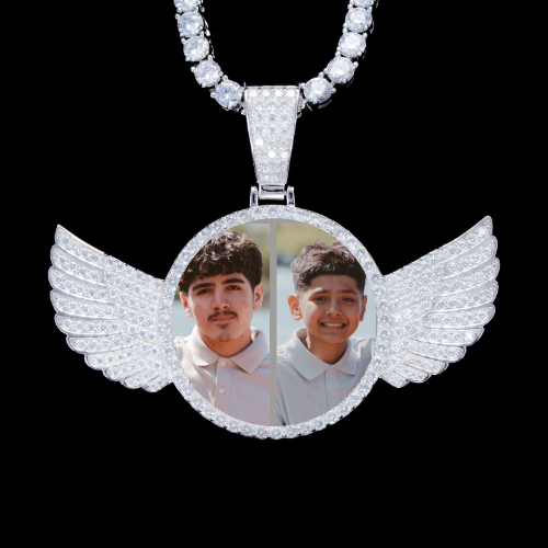 925S & VVS Moissanite 3D Wing Custom Picture Pendant