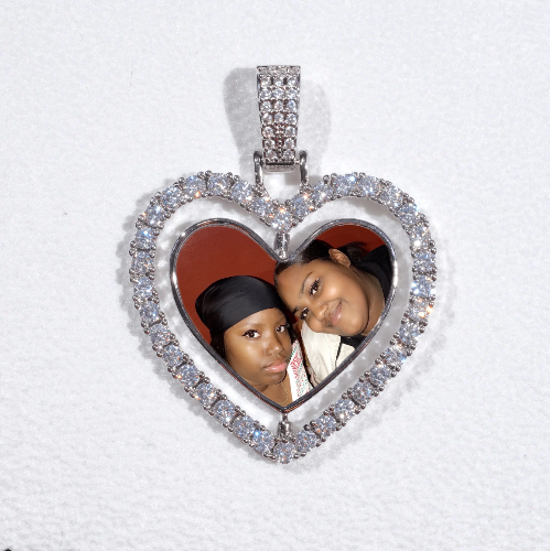 3D Spinning 2-Faced Heart Custom Picture Pendant