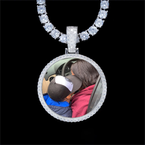 925S & VVS Moissanite 3D Circle Custom Picture Pendant