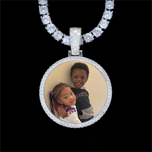 925S & VVS Moissanite 3D Circle Custom Picture Pendant