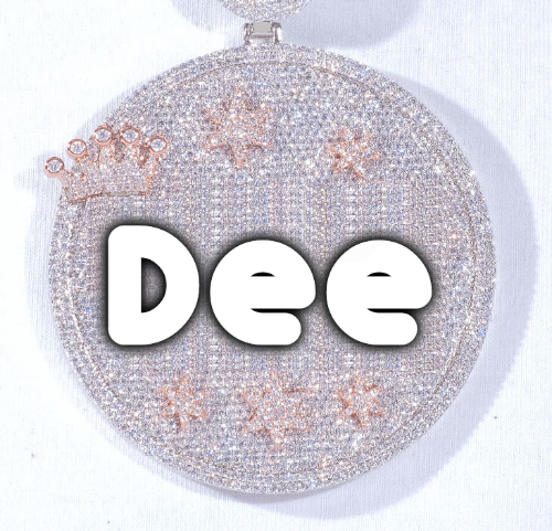 CUSTOM LETTER NECKLACE 3D BIG CROWN DISC