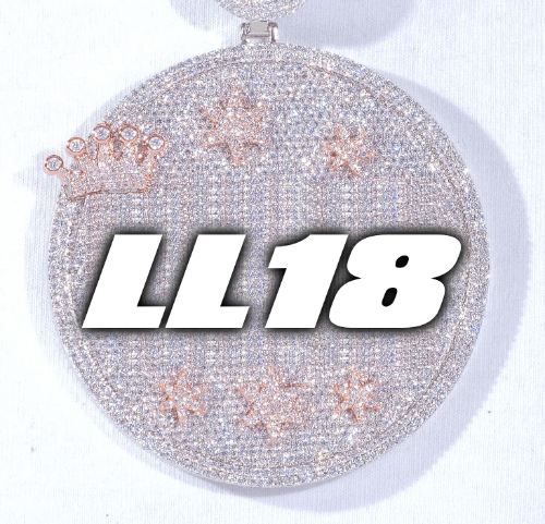 CUSTOM LETTER NECKLACE 3D BIG CROWN DISC