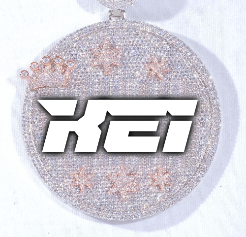CUSTOM LETTER NECKLACE 3D BIG CROWN DISC