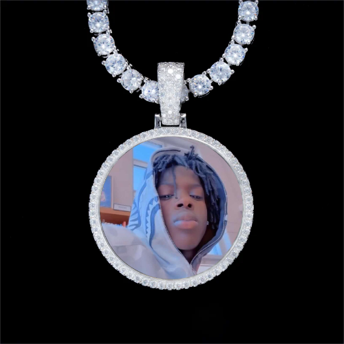 925S & VVS Moissanite 3D Circle Custom Picture Pendant