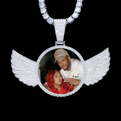 925S & VVS Moissanite 3D Wing Custom Picture Pendant
