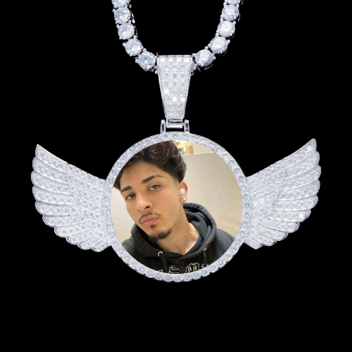 925S & VVS Moissanite 3D Wing Custom Picture Pendant