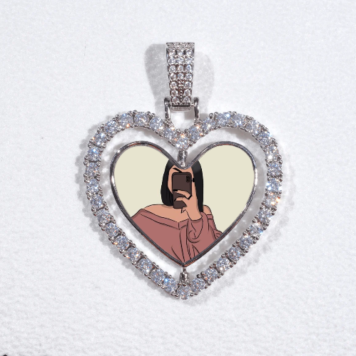 3D Spinning 2-Faced Heart Custom Picture Pendant