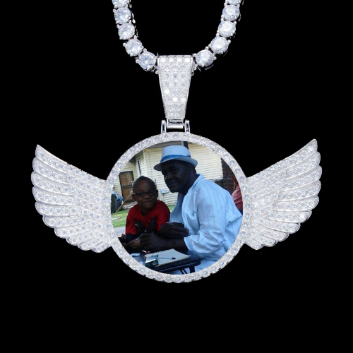 925S & VVS Moissanite 3D Wing Custom Picture Pendant