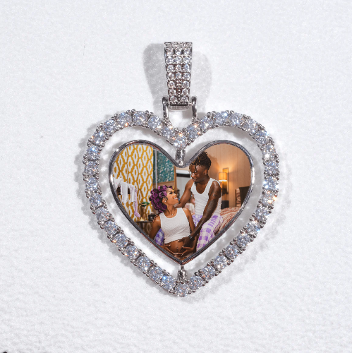 3D Spinning 2-Faced Heart Custom Picture Pendant