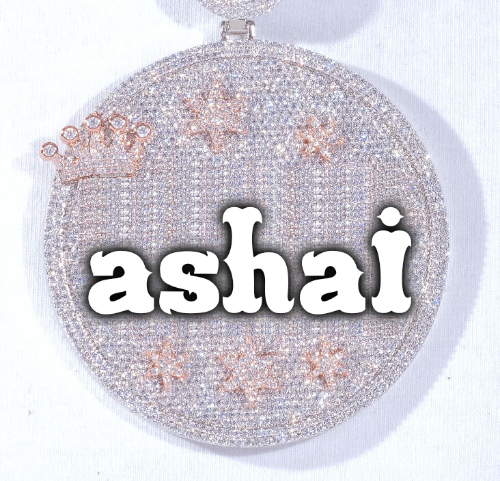 CUSTOM LETTER NECKLACE 3D BIG CROWN DISC