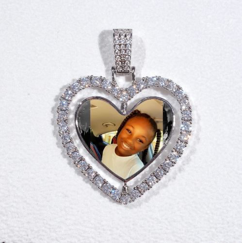3D Spinning 2-Faced Heart Custom Picture Pendant