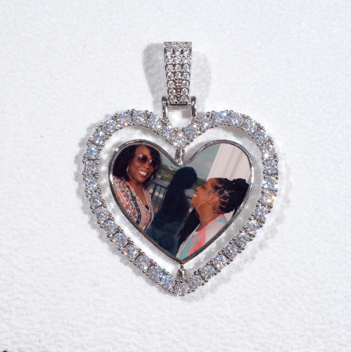 3D Spinning 2-Faced Heart Custom Picture Pendant