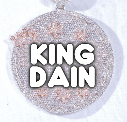 CUSTOM LETTER NECKLACE 3D BIG CROWN DISC