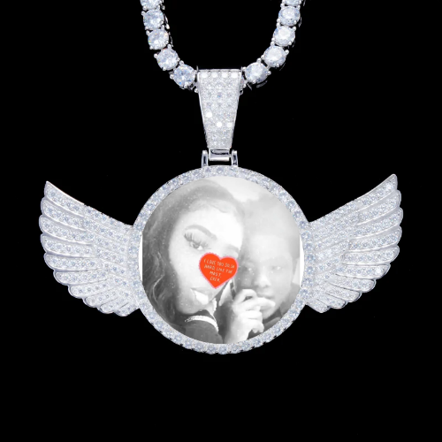 925S & VVS Moissanite 3D Wing Custom Picture Pendant