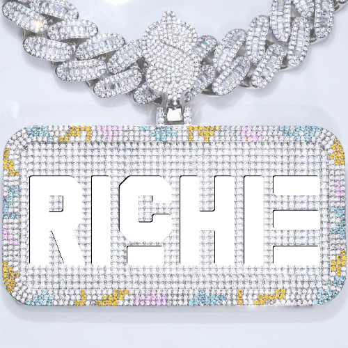 CUSTOM LETTER NECKLACE 3D COLORFUL SQUARE
