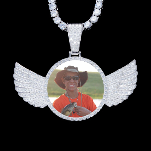 925S & VVS Moissanite 3D Wing Custom Picture Pendant