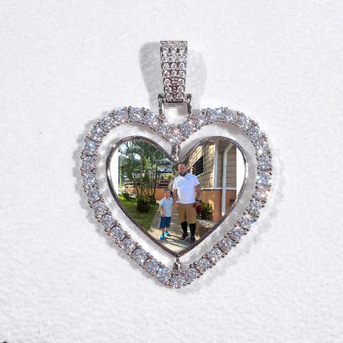 3D Spinning 2-Faced Heart Custom Picture Pendant