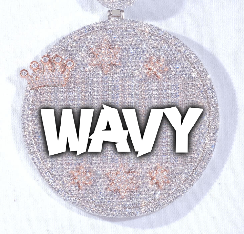 CUSTOM LETTER NECKLACE 3D BIG CROWN DISC