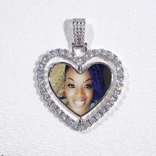 3D Spinning 2-Faced Heart Custom Picture Pendant