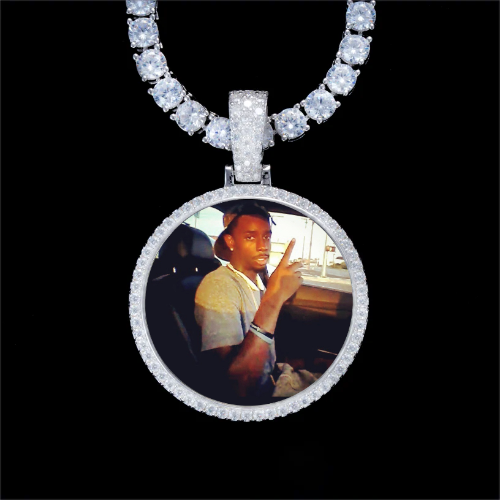 925S & VVS Moissanite 3D Circle Custom Picture Pendant