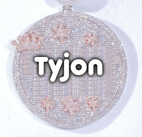 CUSTOM LETTER NECKLACE 3D BIG CROWN DISC
