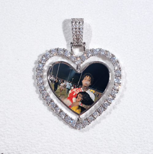3D Spinning 2-Faced Heart Custom Picture Pendant