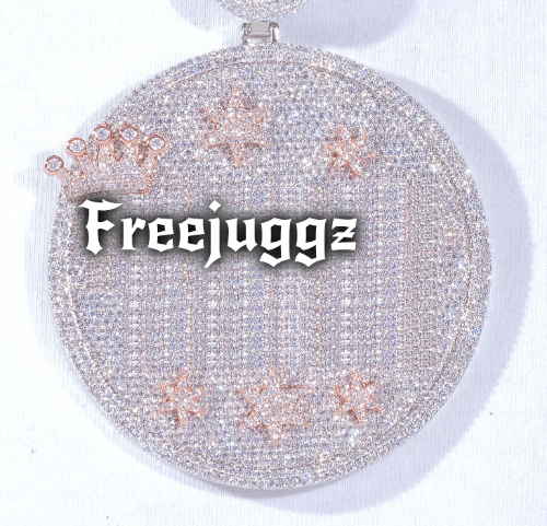CUSTOM LETTER NECKLACE 3D BIG CROWN DISC