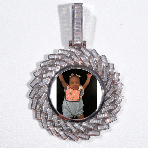 Large 3D Baguette Custom Picture Pendant