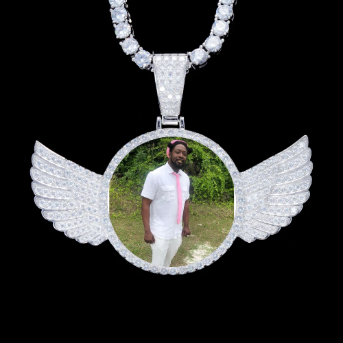925S & VVS Moissanite 3D Wing Custom Picture Pendant