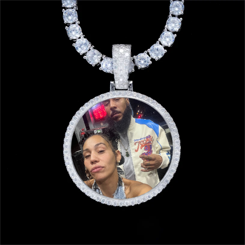 925S & VVS Moissanite 3D Circle Custom Picture Pendant