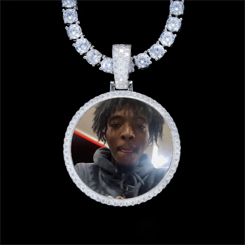 925S & VVS Moissanite 3D Circle Custom Picture Pendant