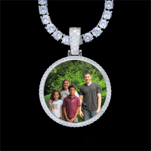 925S & VVS Moissanite 3D Circle Custom Picture Pendant