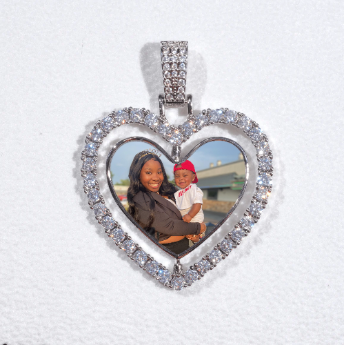 3D Spinning 2-Faced Heart Custom Picture Pendant