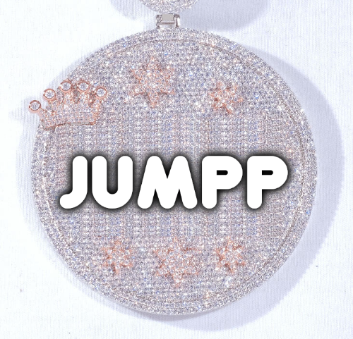 CUSTOM LETTER NECKLACE 3D BIG CROWN DISC
