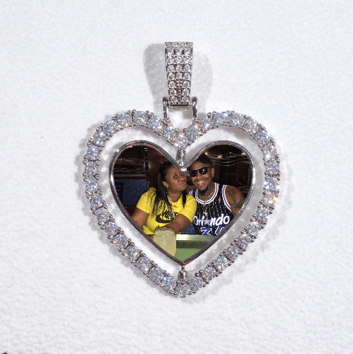 3D Spinning 2-Faced Heart Custom Picture Pendant