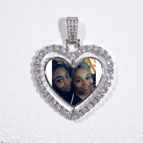 3D Spinning 2-Faced Heart Custom Picture Pendant