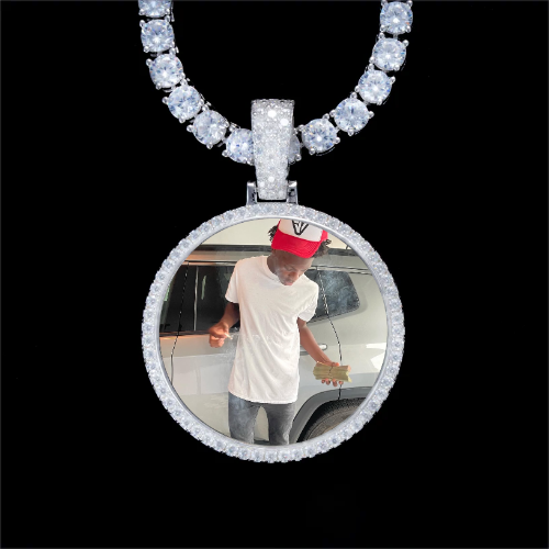 925S & VVS Moissanite 3D Circle Custom Picture Pendant