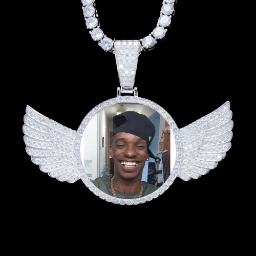925S & VVS Moissanite 3D Wing Custom Picture Pendant