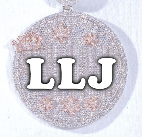 CUSTOM LETTER NECKLACE 3D BIG CROWN DISC
