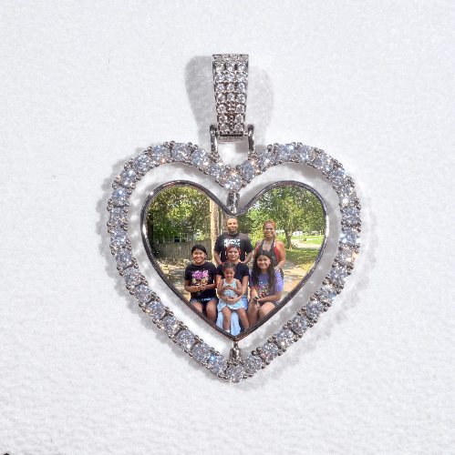 3D Spinning 2-Faced Heart Custom Picture Pendant