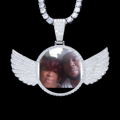 925S & VVS Moissanite 3D Wing Custom Picture Pendant