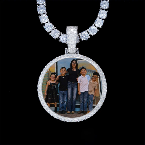 925S & VVS Moissanite 3D Circle Custom Picture Pendant